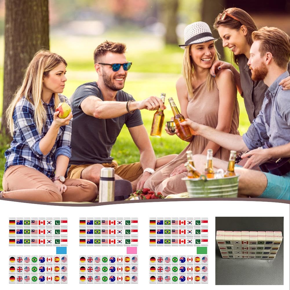 Blocs de jeu Mahjong - Drapeau - Motif animal - Mahjong - Printemps - Picnic Party
