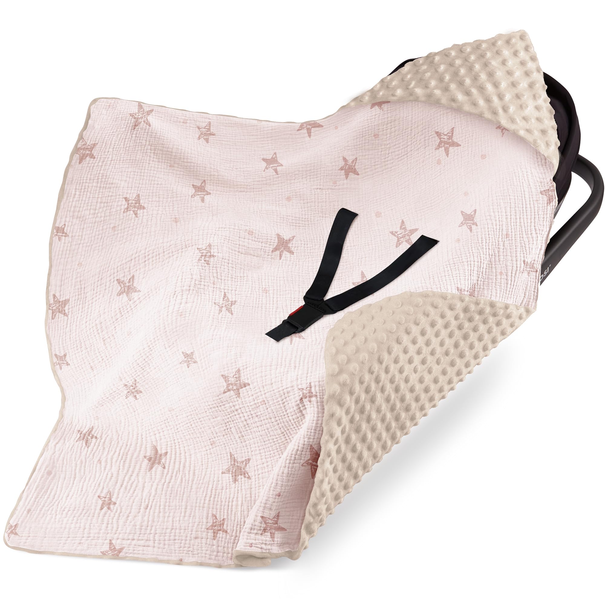 Bearmoss Einschlagdecke Babyschale Decke Kinderwagen Kinderwagen und Kindersitze universal Baby Babydecke für Buggy Autositz Ganzjahresdecke 90x90cm (Rosa Stern)