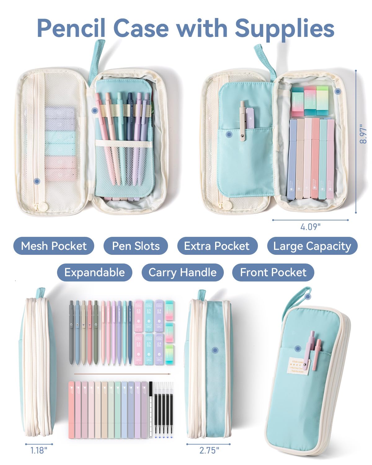 TailoKids® Schooletui Met 4 Vakken – Groot Formaat, Waterdicht, Uniseks, Ritssluiting, Voor Jongeren En Basisschool