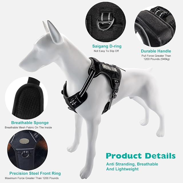 Foto 4 de 7 de PETCUTE Arnes Perro Antitirones,Arnés para Perros con Asa Acolchado,Ajustable Transpirable Reflectantes…