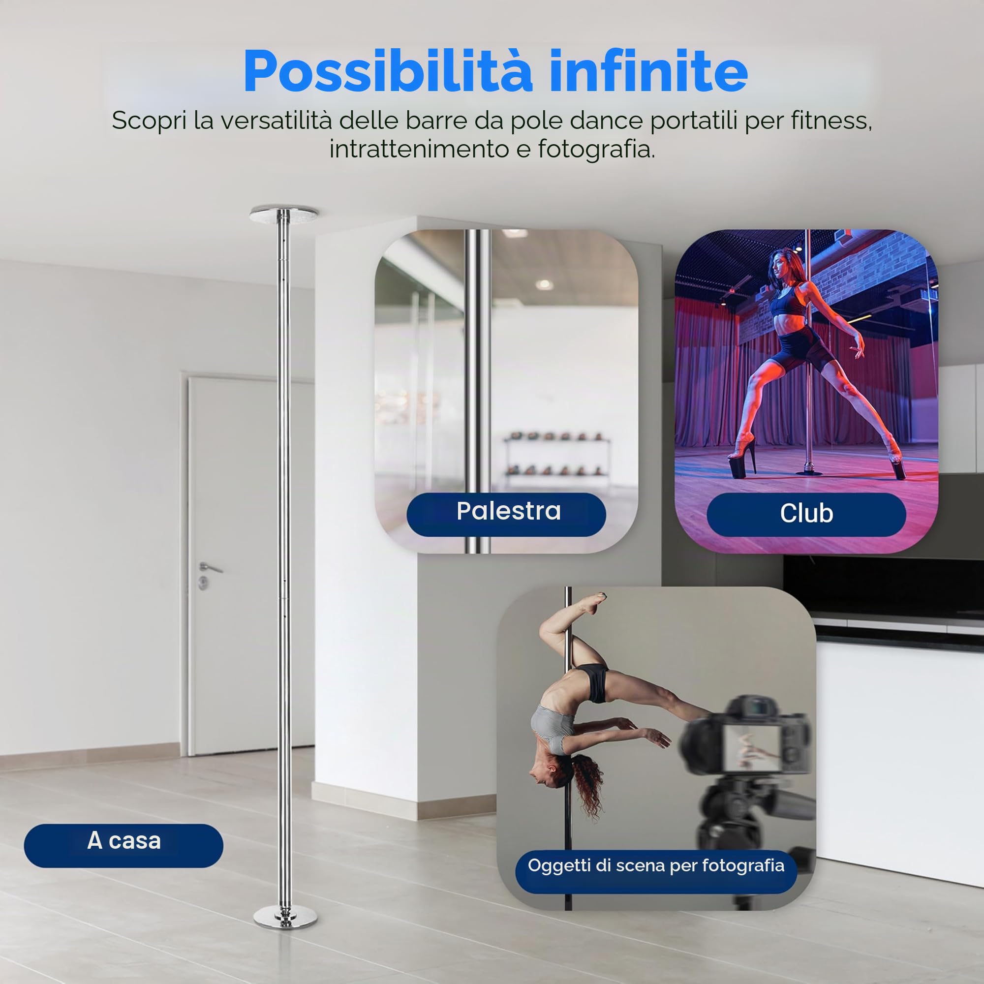 SereneLife Professional Upgrade Spinning Dance Pole - Portable & Removable Stripper Fitness Pole, Adjustable & Smooth Connection,