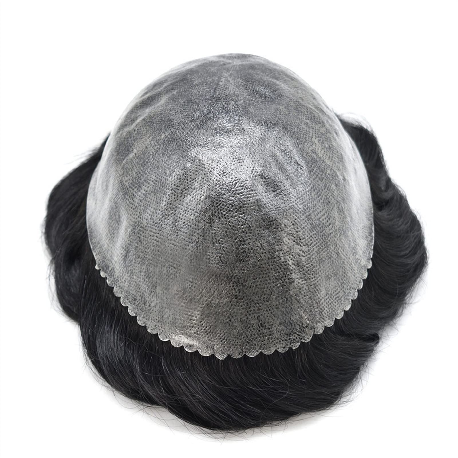 Peruki męskie Tupecik męski 0,1-0,12 mm Full Poly Skin PU wtryskowy system wymiany ludzkich włosów tupecik Peruka dla mężczyzn Jet Black Mens tupecik do włosów Peruka syntetyczna naturalna i puszysta(