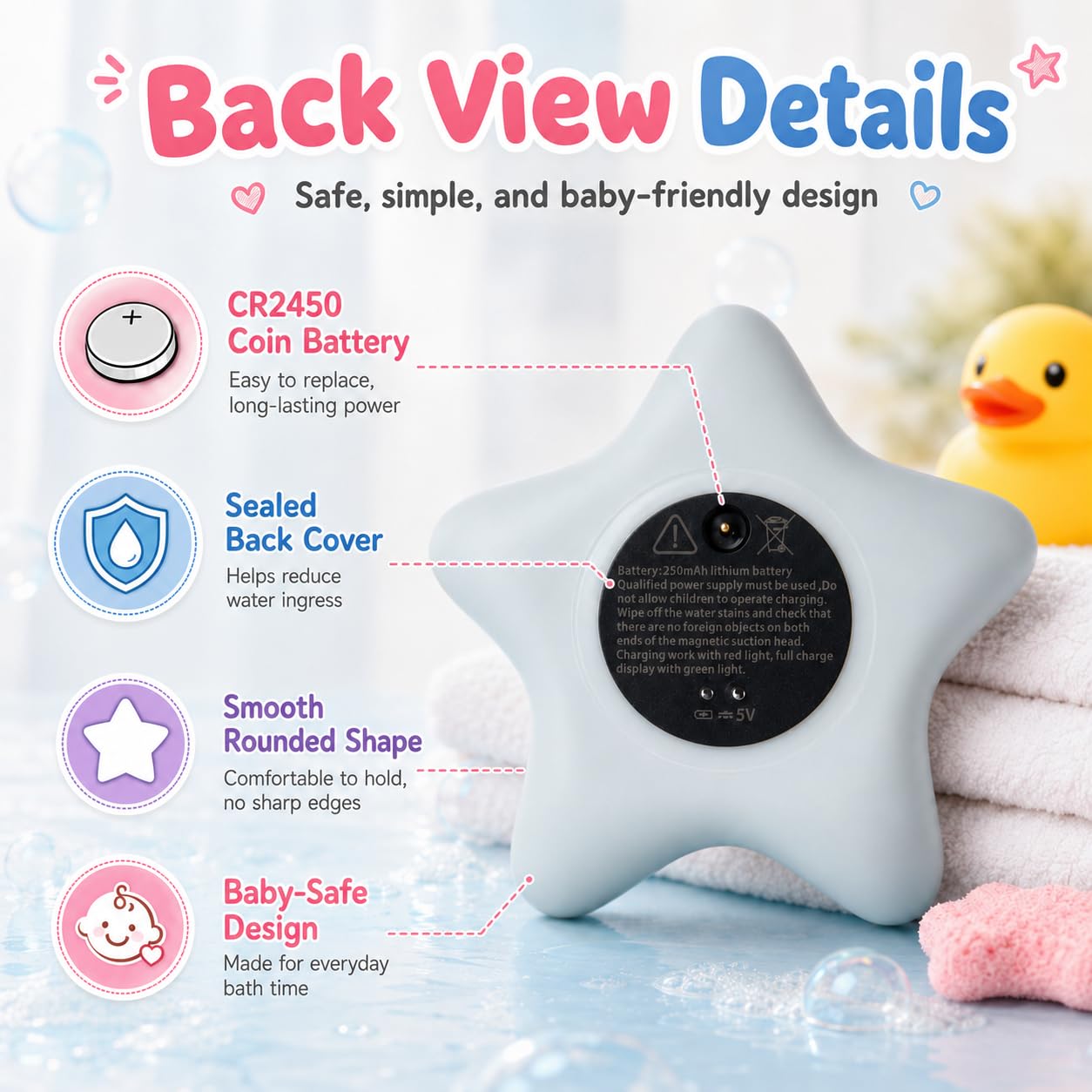 Baby Bath Thermometer Water Temp Safety for Bathtub,Room Essential toy2-in1 image 5