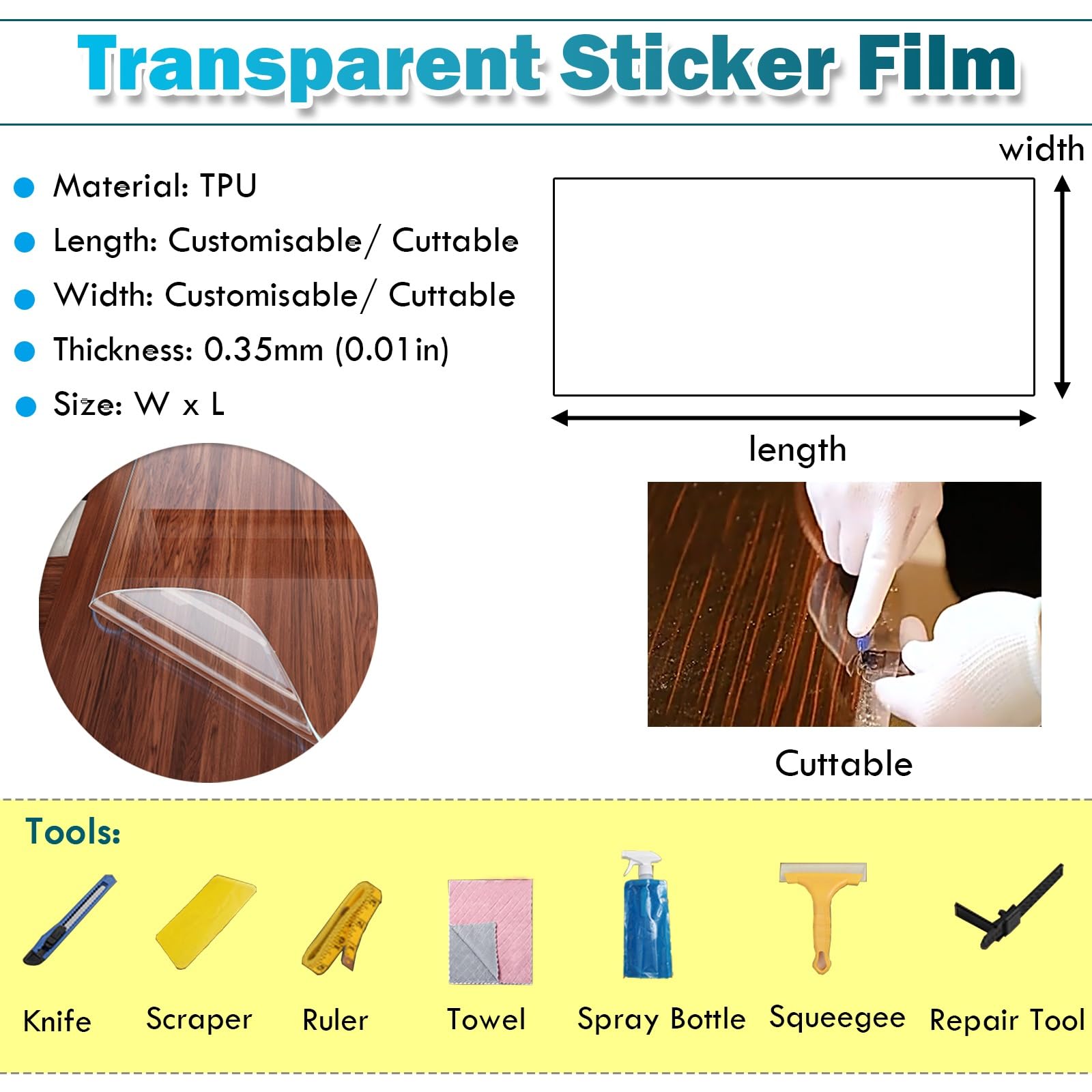 Película protectora transparente autoadhesiva para tableros de vidrio, granito y madera, papel de contacto de cocina a prueba de aceite, 40 x 84 pulgadas