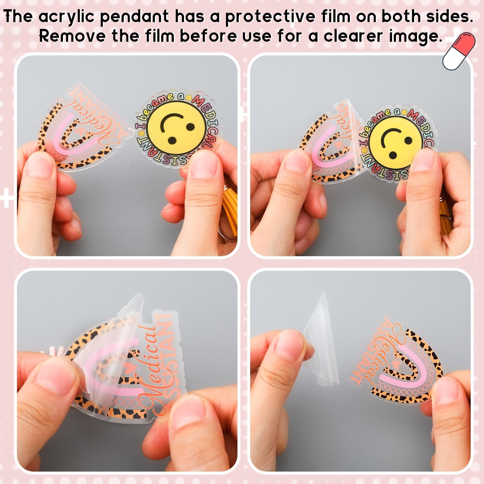 Equsion 24 Pcs Medical Assistant Keychains Bulk Medical Assistant Essentials Gifts Thank You Keychains Motivational Acrylic Gifts Accessories for Nurse Women Female Men Appreciation Favors