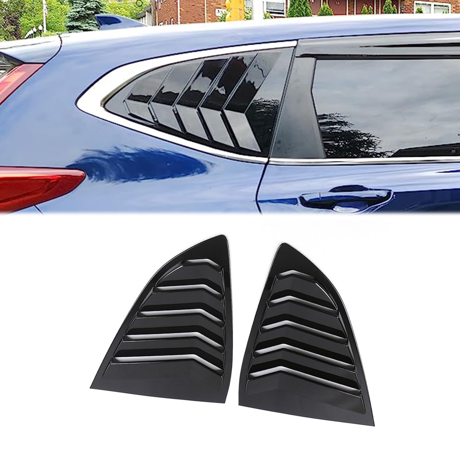 Hyorabyn Exterior Car Accessories Fit for Honda CR-V CRV 2017 2018 2019 2020 2021 2022 Rear Side Window Louvers Air Vent Scoop Shades Panel Cover Auto Decoration Trim 2PCS Glossy Black