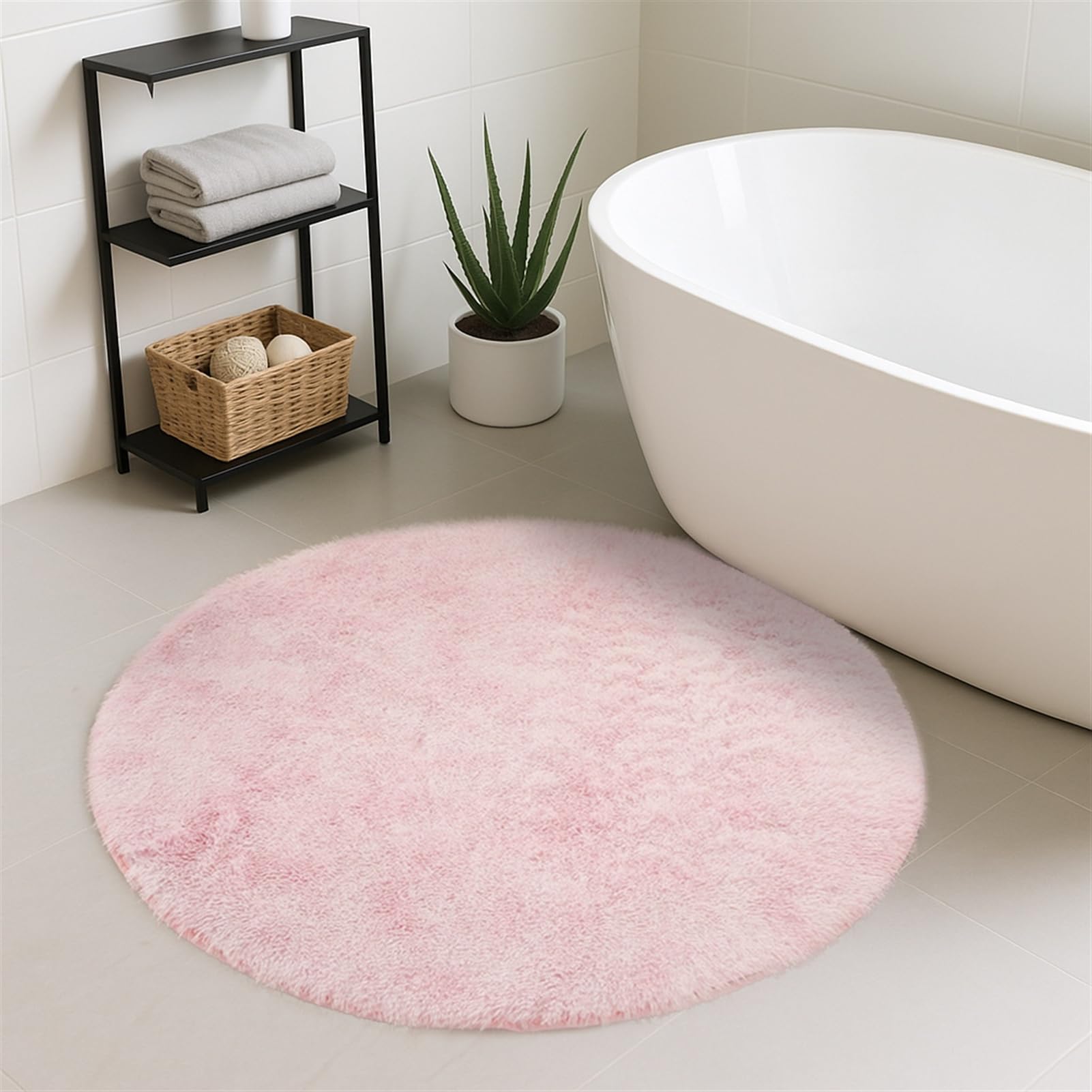 Liveinu Round Tie-Dyed Bathroom Rugs 24 Non Slip Fluffy Bath Mat for Bathroom Floor Washable Plush Bath Rug