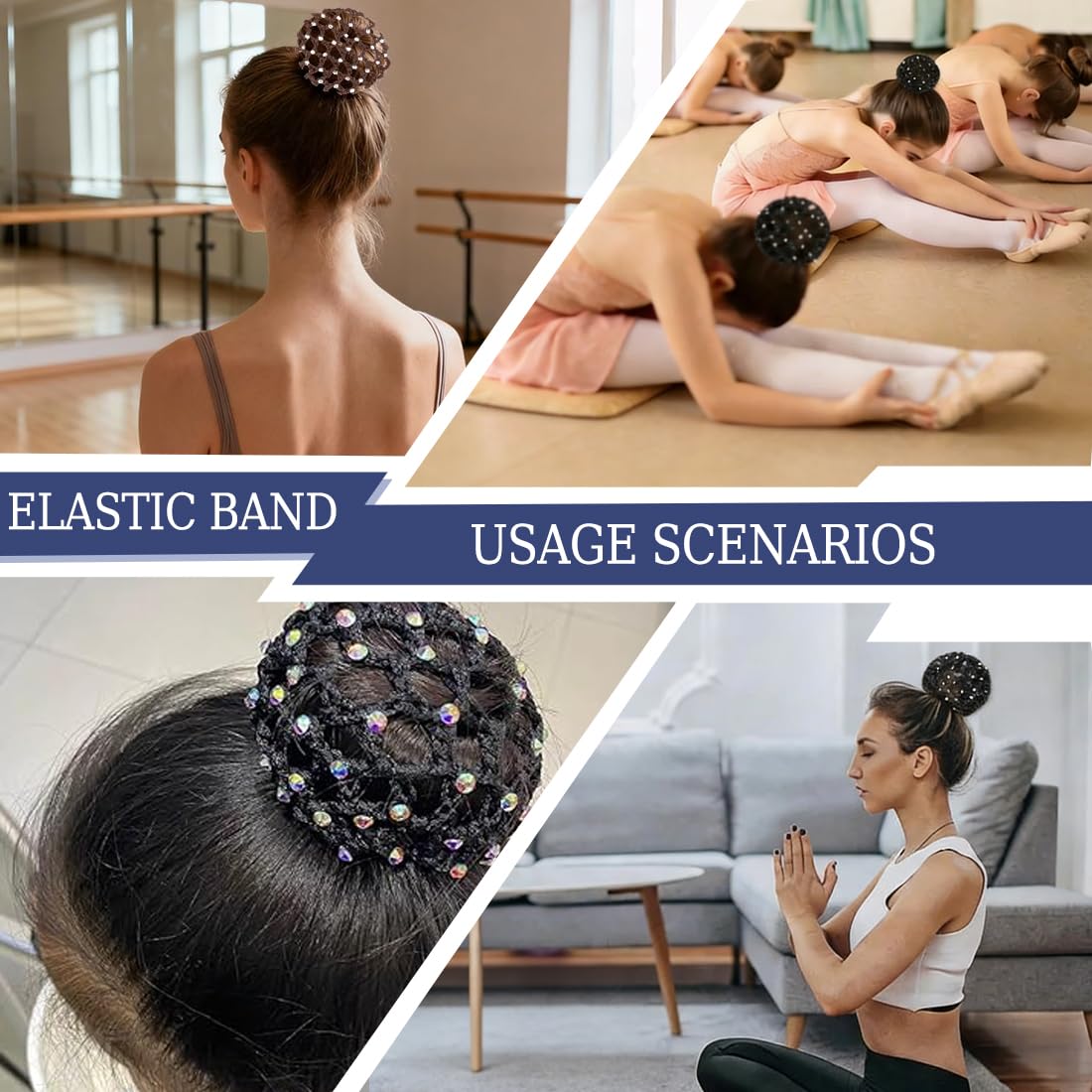 5 Pezzi Rete Chignon Capelli, Cuscino Chignon, Aiuto Acconciatura Bun Nodo Tessuto er Ballerina Ginnastica Infermiere Personale di Banca(multicolore)