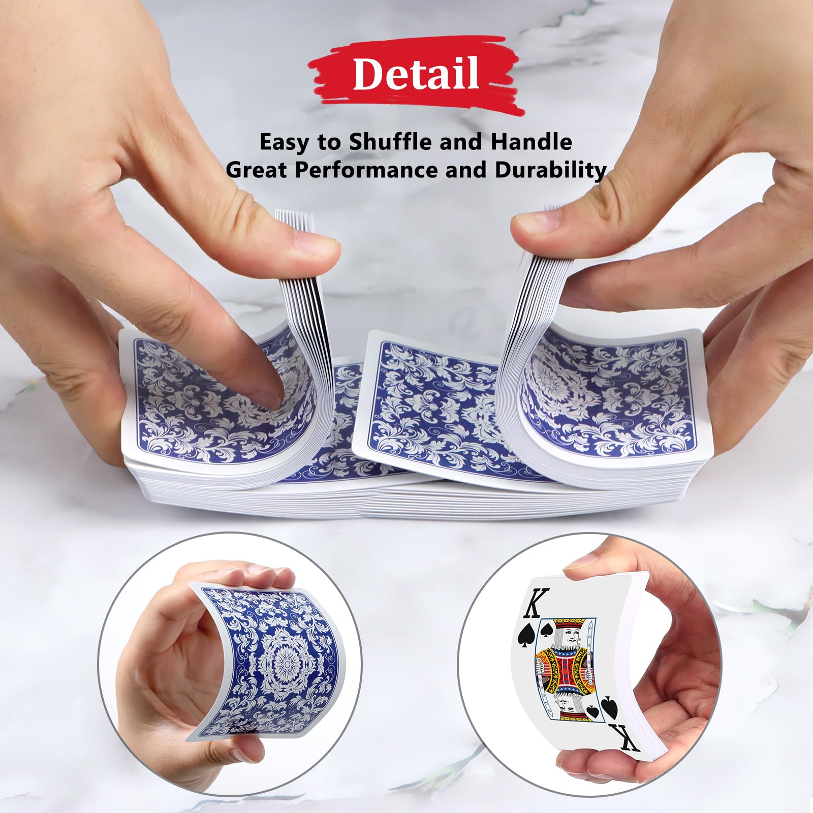 Playing Cards,Deck of Cards,Playing Card 2 Pack,Poker Cards Set,Jumbo Large Print Playing Cards for Adults Seniors,Card Games for Family Game Night Party (Blue and Red)