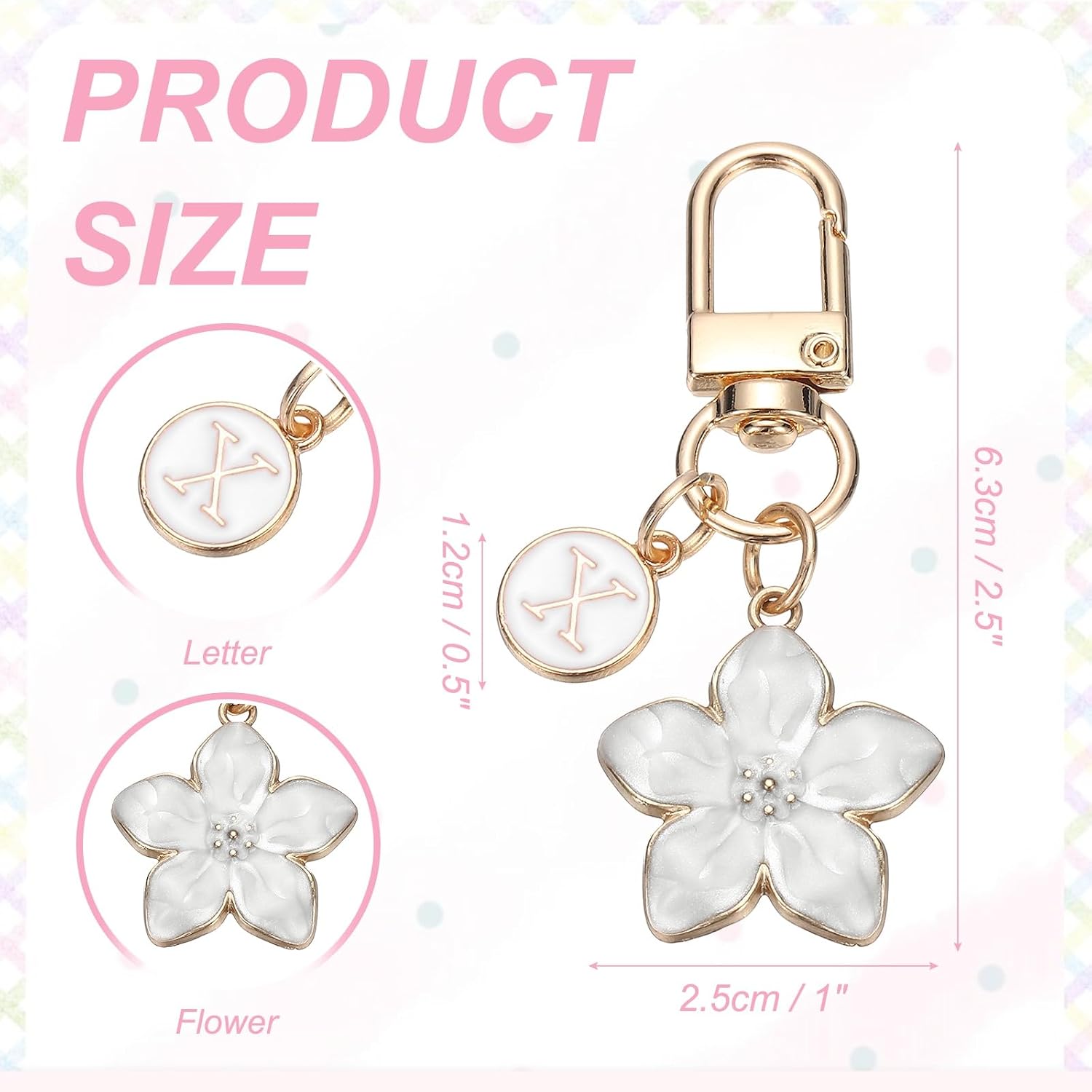 PATIKIL Flower Initial Keychain, Letter Keychain Charm Graceful Flower image 2