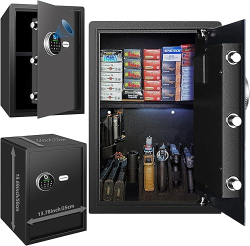 Miniatura 4 de Caja de seguridad biométrica para el hogar, caja de seguridad para pistola de huellas dactilares, caja de dinero para joyas, pistola de dinero en
