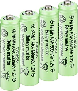 CICMOD Pilas AAA Recargables, 4 Piezas 1.2V 600mAh NiMH Batería Recargables para Equipos Domésticos Luces solares de jardín Exteriores