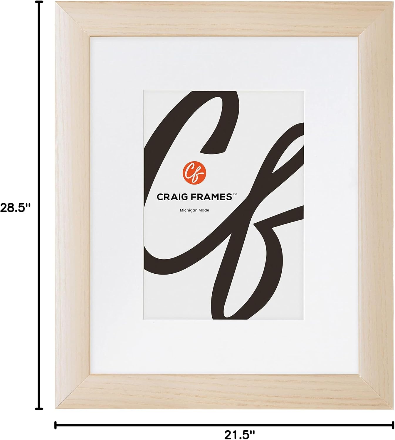 Craig Frames Contemporary, 20x27 Picture Frame Matted for a 16x24 Photo, Natural