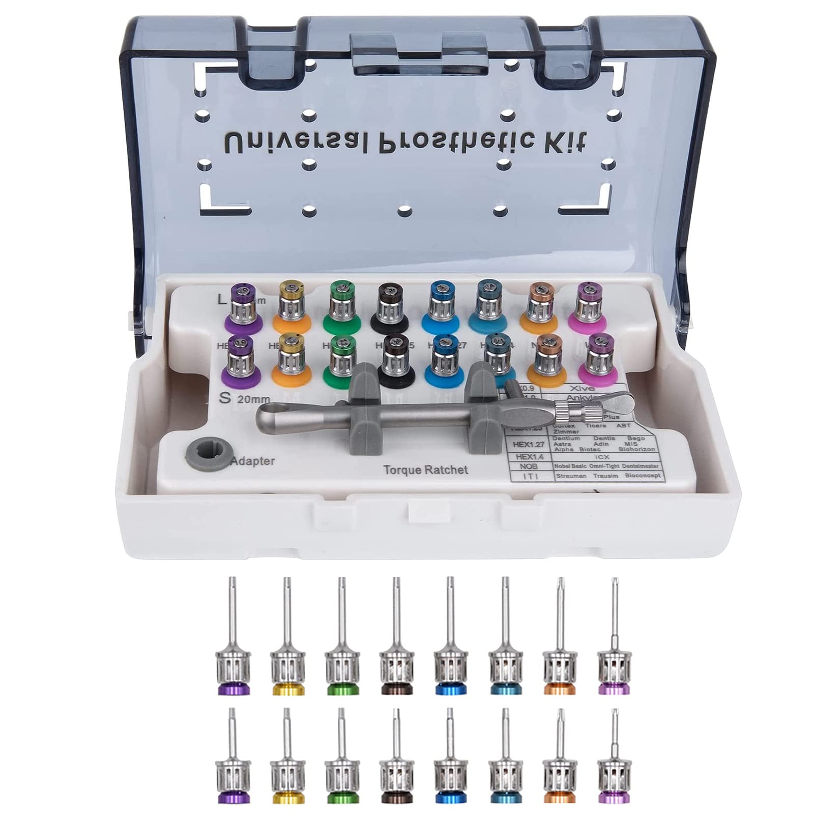 Kit De Prothèses Universel 16 Pièces, Clé Dynamométrique Universelle De 10 À 70 Ncm, Outil De Restauration Dentaire, en Acier Inoxydable Durable, pour Le Retrait Et La Fixation