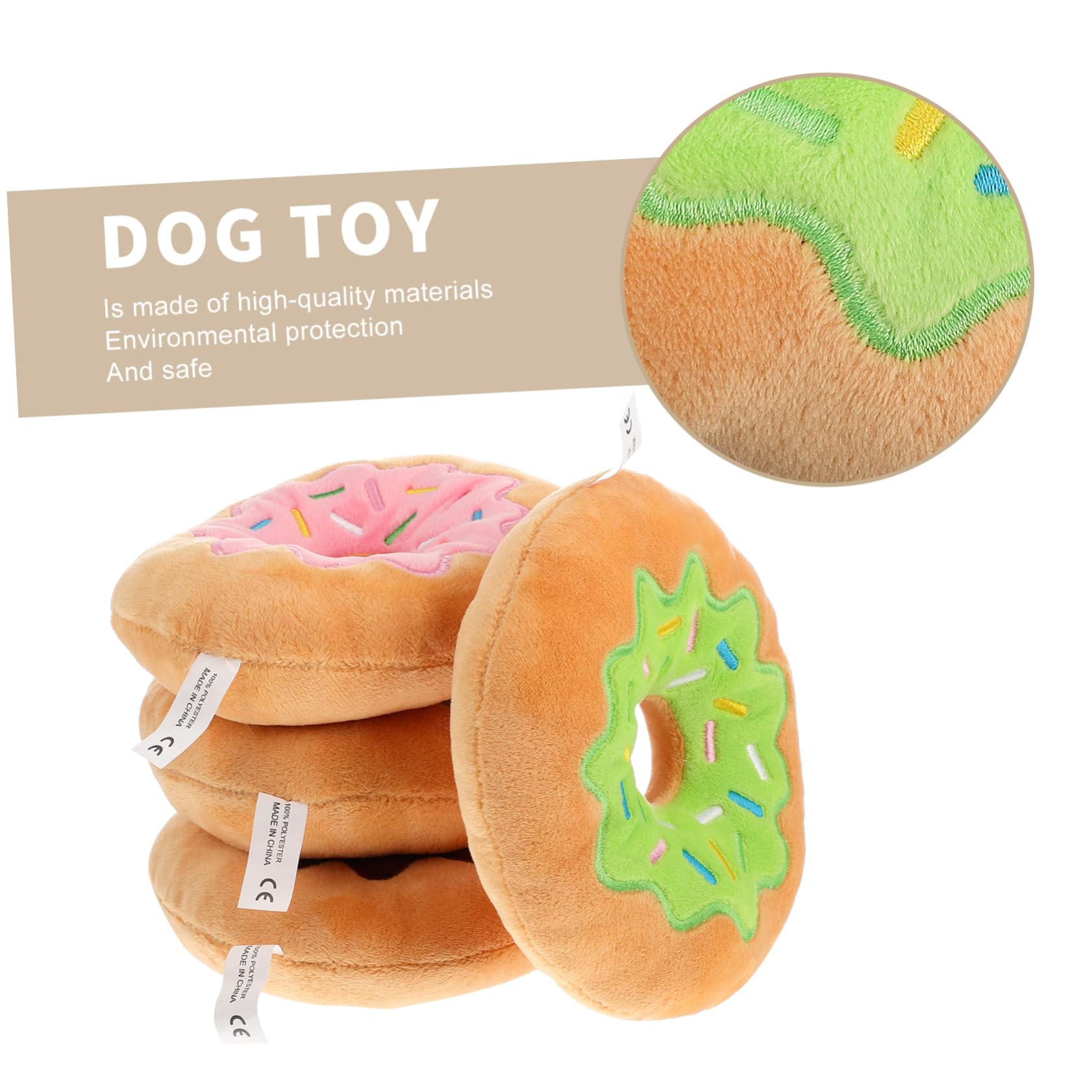 ifundom 4 Giocattoli per Donut Peluche con Suono Morbidi e Resistenti per Stimolare e Lintrattenimento Dei