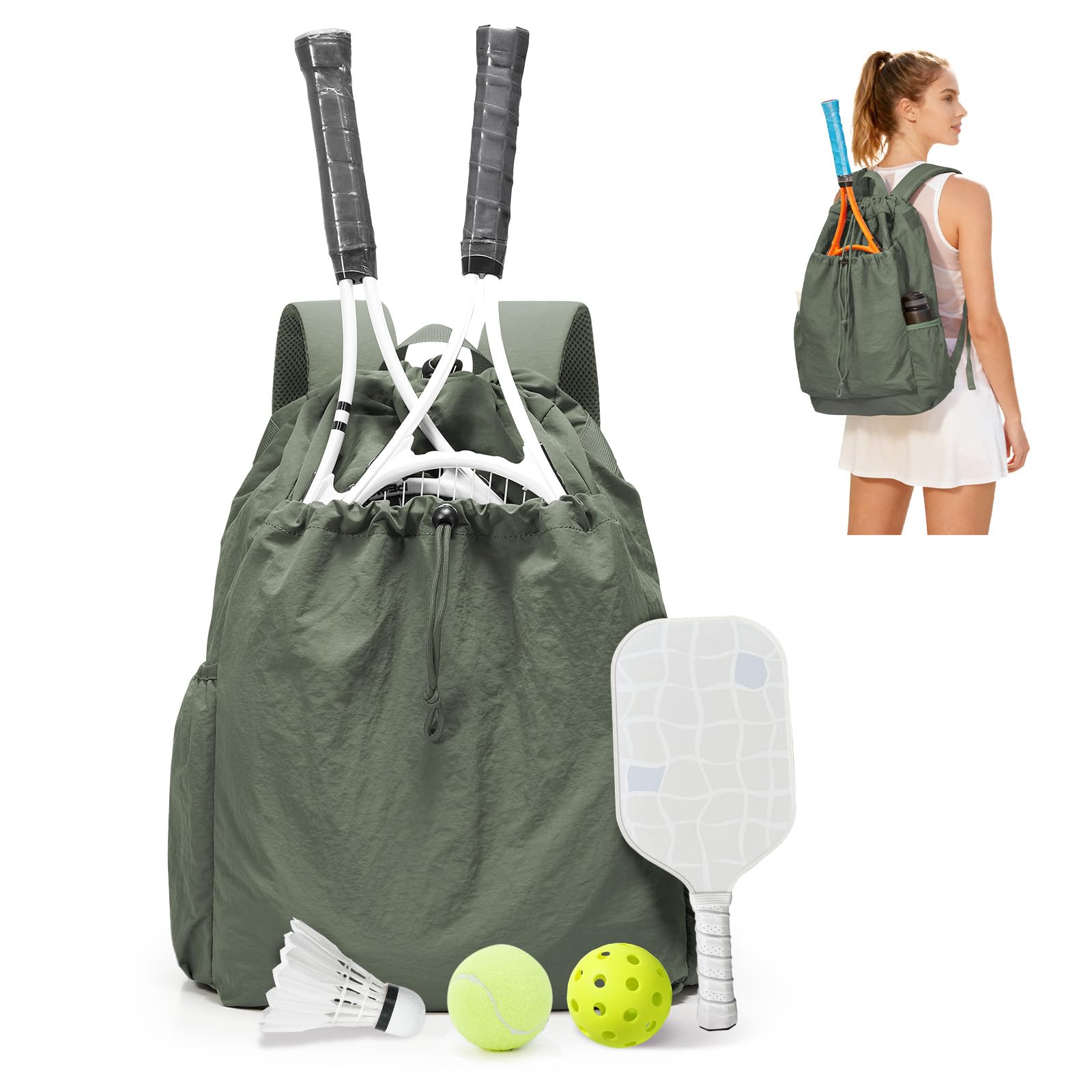 BJLFS Tennis Backpack for Women Men,Tennis Bag with Shoes Compartment & Wet Pocket,Badminton Bag Pickball Bag,Waterproof Sports Backpack Gym Bag for Outdoor