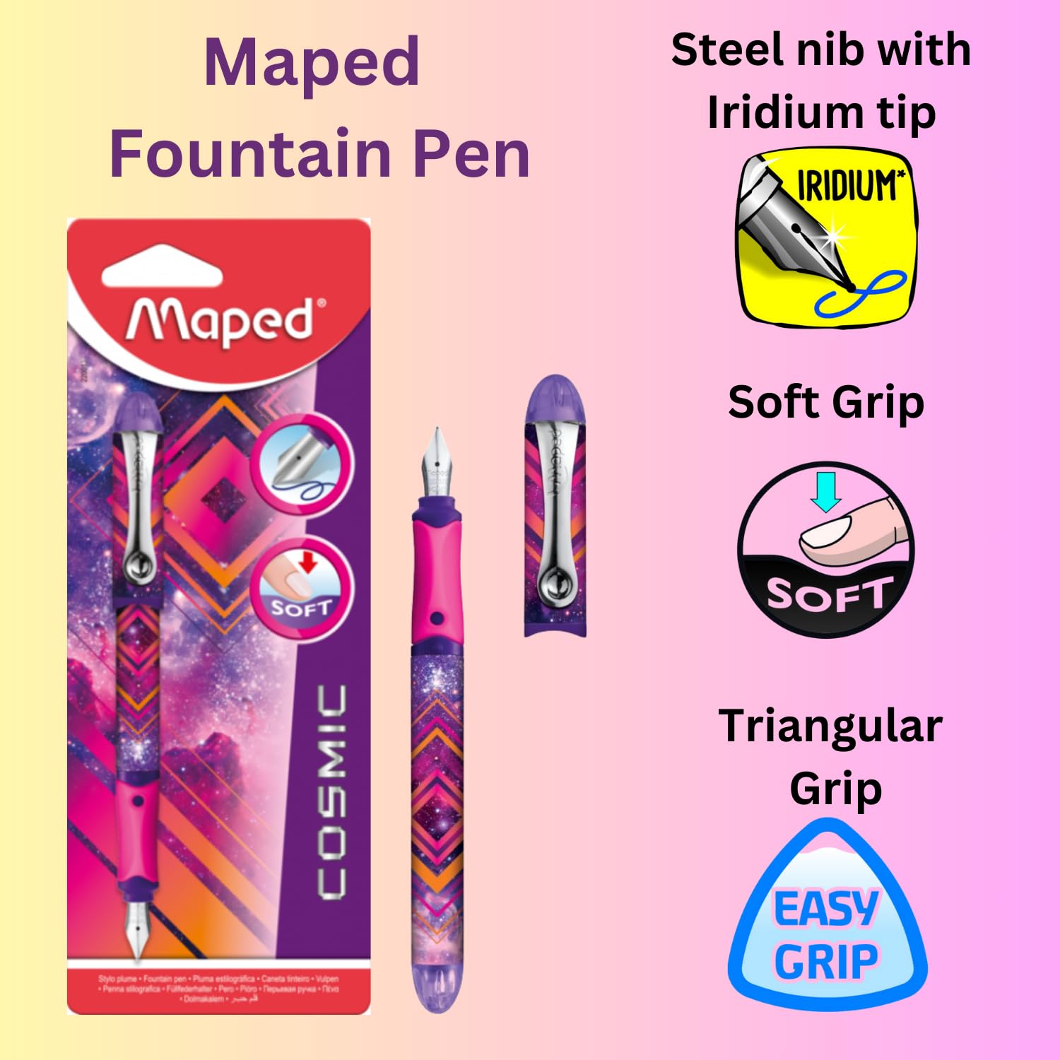 Maped Portapapeles Viking con pluma estilográfica, portapapeles azul, almohadilla de examen, pluma estilográfica, pluma de tinta, punta fina con bolígrafo de mejor rendimiento, bolígrafo recargable