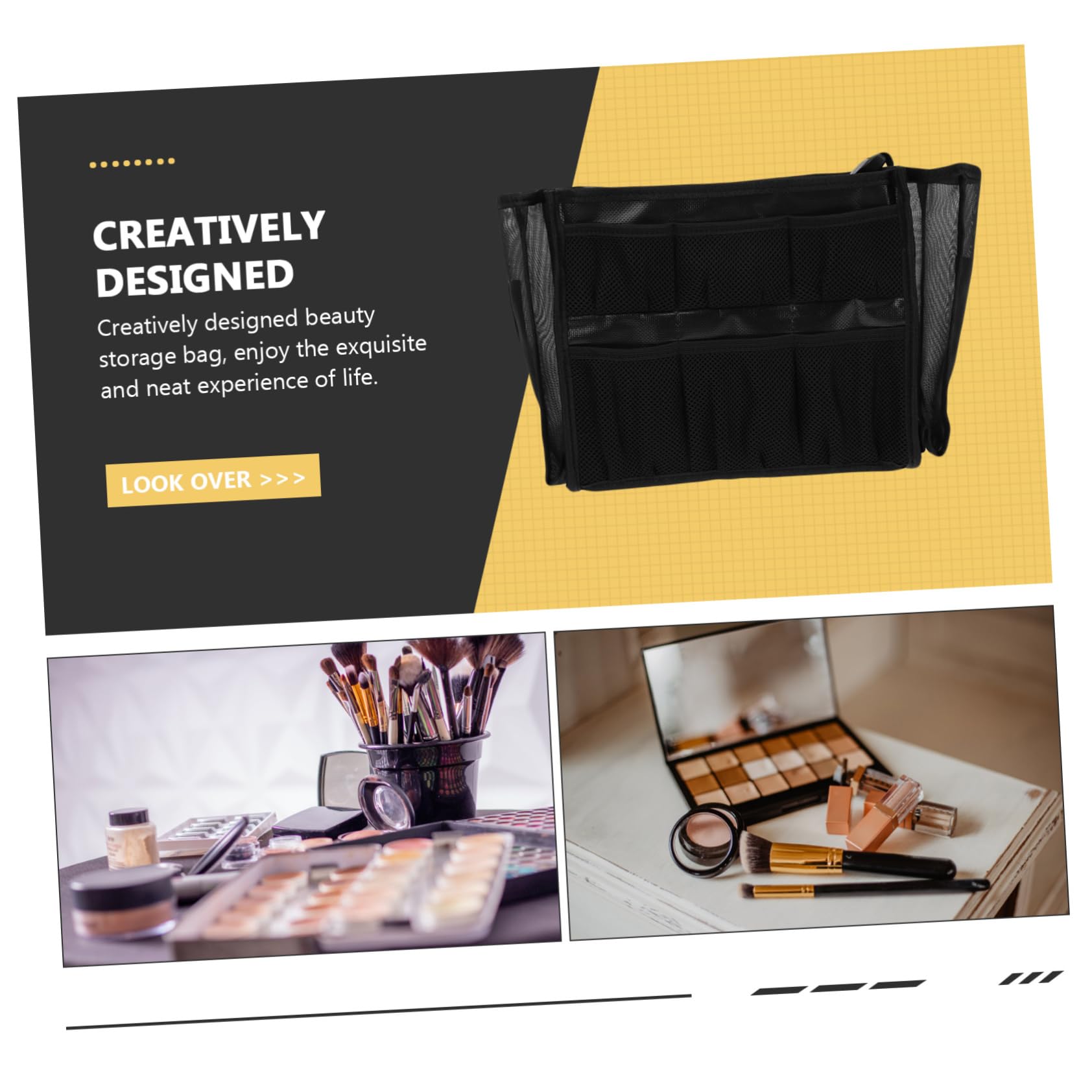 VALICLUD Tragbare Kosmetiktasche für Visagisten mit Großem Fassungsvermögen aus Mesh Wasserfest und Einfach zu Verstauen für Make Up Pinsel und Professionelle Nutzung