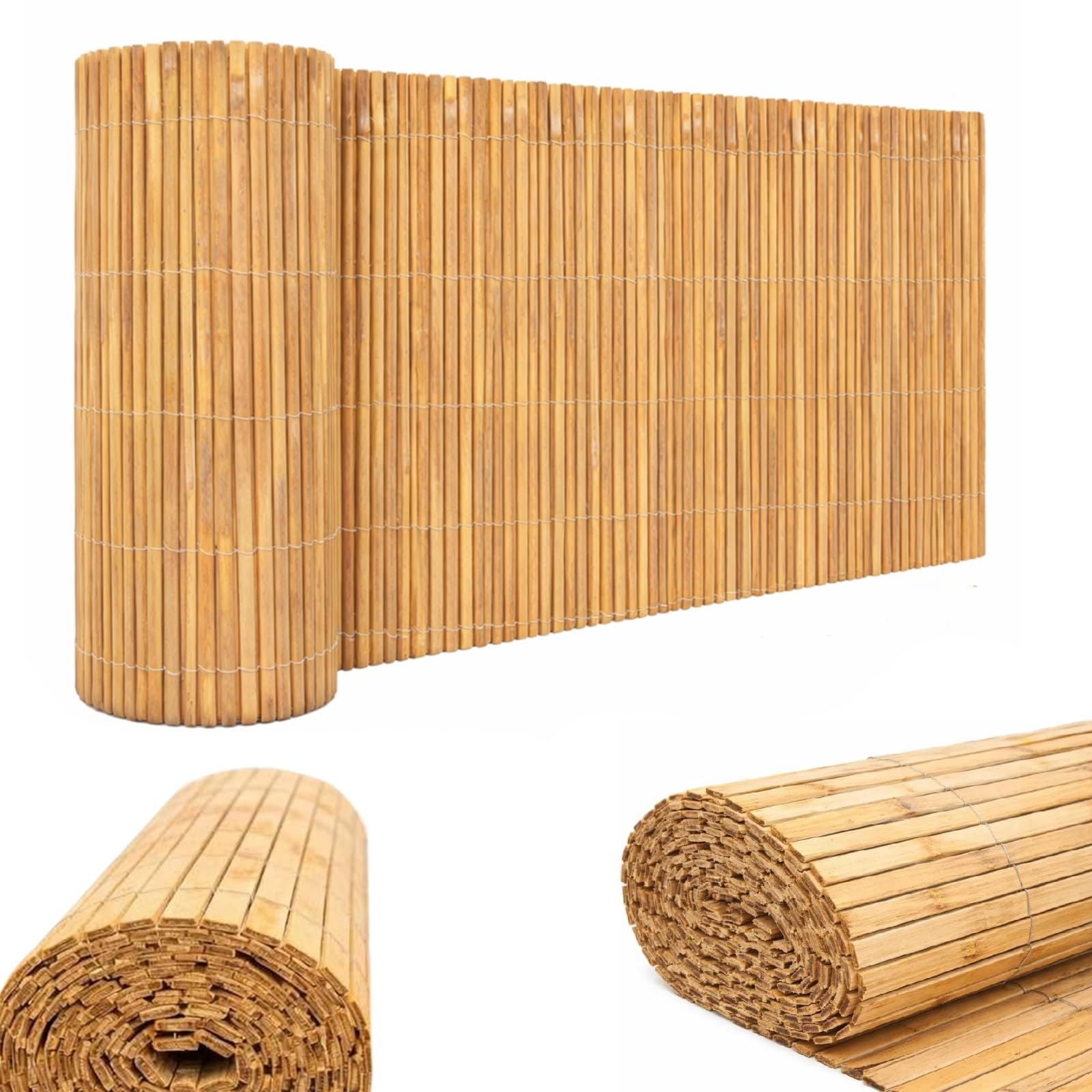 Abaseen Natural Bamboo Garden Fence Covering, Outdoor Privacy Slat Screening (1.2m x 4m) — image 1