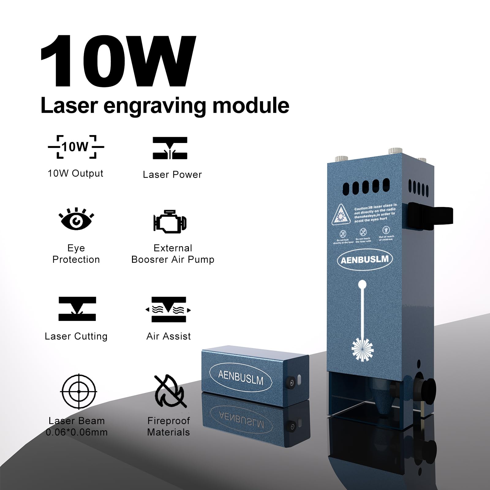 AENBUSLM 80W Laser Module with Air Assit for Laser Cutter & Laser Engraver Machine,10W(10000mW) Output Power,Built in FAC,Ultra-Fine Compressed Spot CNC Carving DIY Laser Master - Class 4