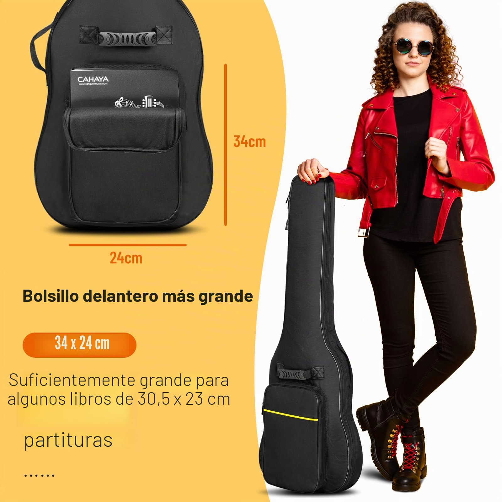 CAHAYA Bolsa Guitarra Electrica Acolchada 9mm Funda para Guitarra Electrica con Un Bolsillo Frontal para Libros de Música
