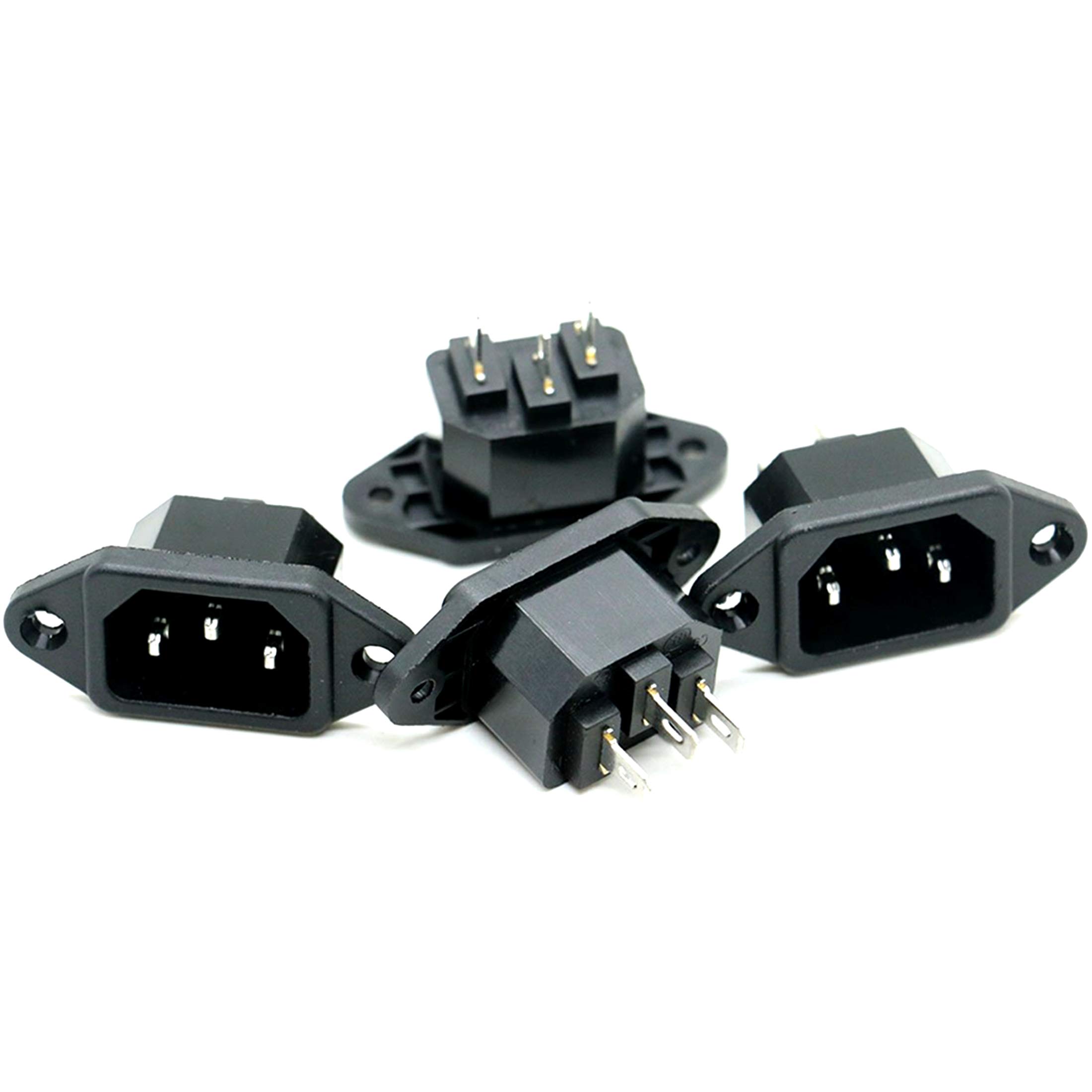 Oiyagai 10 Pcs AC 250V 10A IEC 320 C14 Panel Mount Plug Adapter Power Connector Socket
