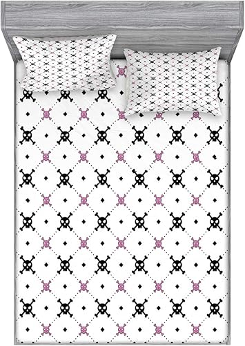 Miniatura 348 de Ambesonne Juego de sábanas bajeras y fundas de almohada occidentales, sombrero de vaquero con temática del salvaje oeste y cuerda de ganadería vieja