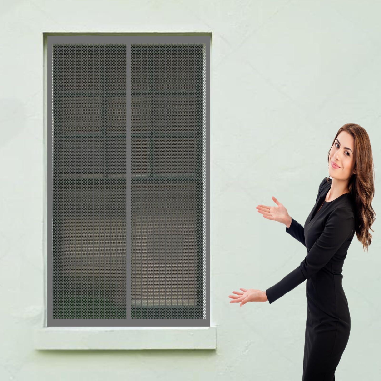 Doguo Grey Window Nets To Keep Bugs Out 90 X 112 Cm(35 X 44Inch) Window Insect Screen Net Prevents Insects No Drilling Or Screwing Easy Installation Insect Screen Window For Various Windows,