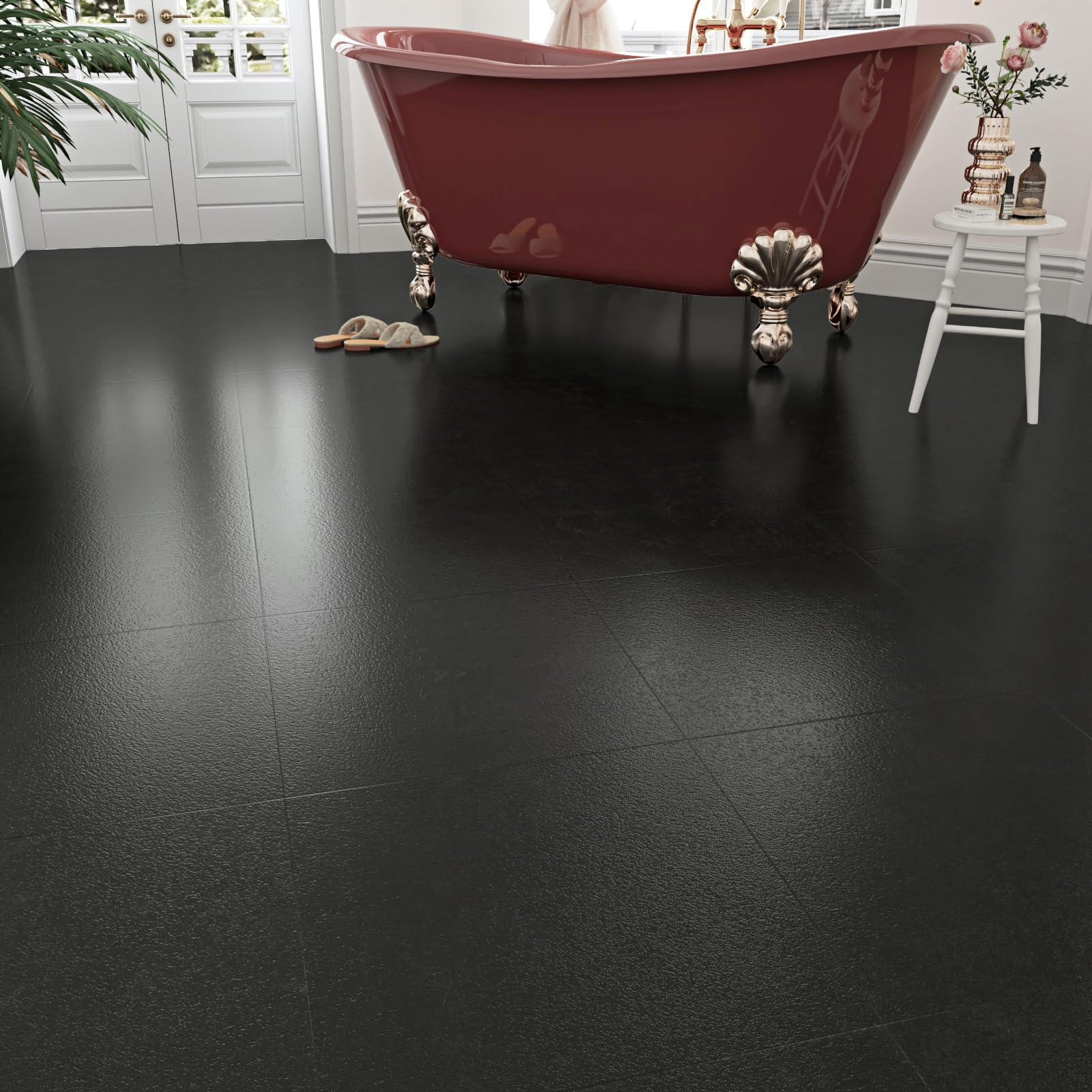 WESTICK Grey Black Marble Floor Tile Peel and Stick Flooring for Bathroom Kitchen Floor Tiles Peel and Stick Waterproof Dark Laminate Flooring for Bedroom Basement Laundry Room 5 PCS 12"x12"Global Recycled StandardGlobal Recycled StandardGlobal Recycled Standard