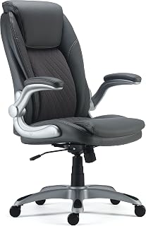 Staples Sorina Grey Bonded Leather Task Chair - Adjustable Height, Flip-Up Arms, Tilt Lock for Ergonomic Office Comfort