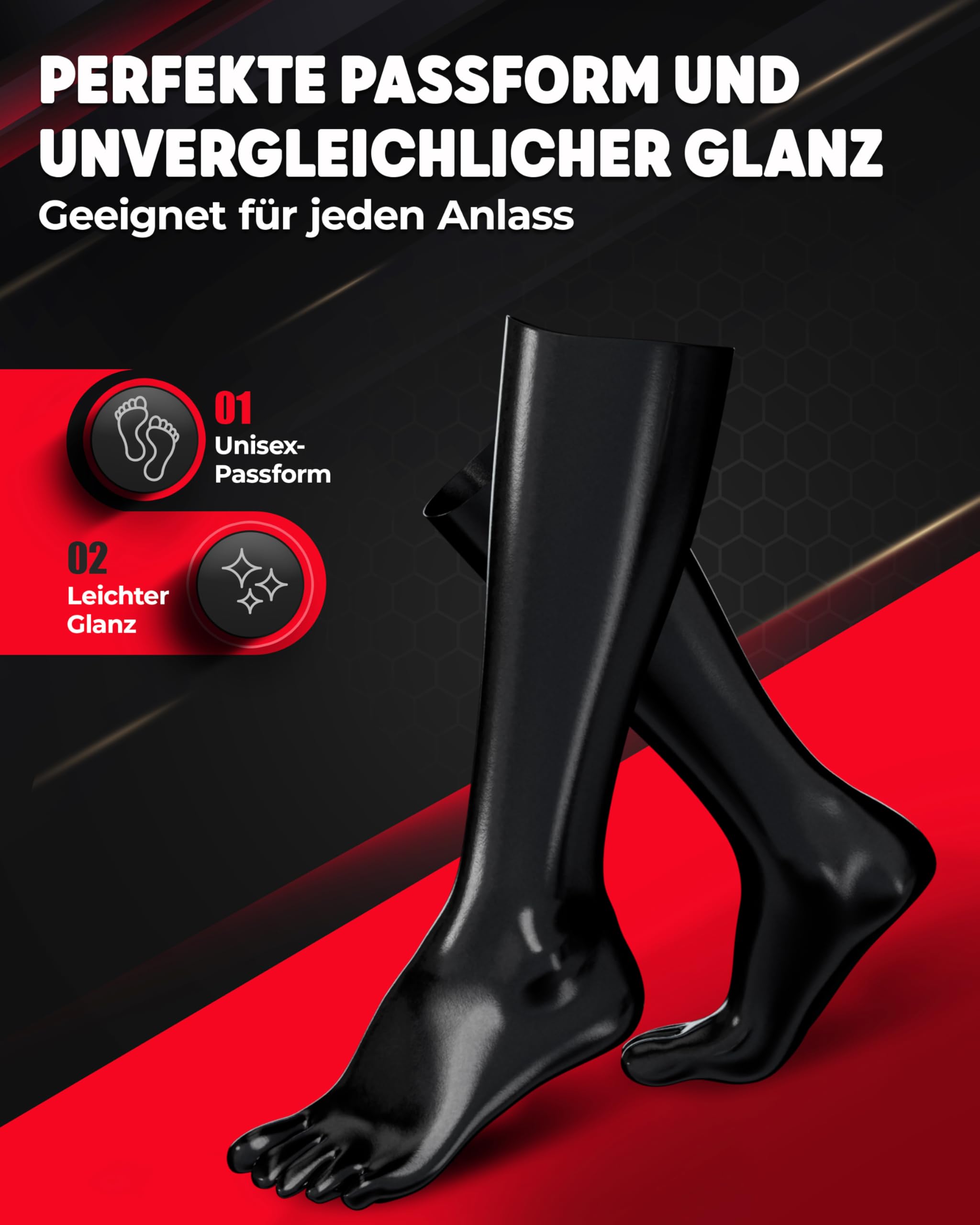 Rubberfashion Latex Zehensocke lang - Latex Zehen Socken wadenlang - Latex Strüm