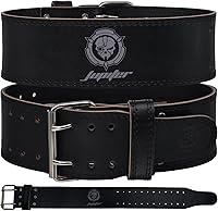 Jupiter Genuine Leather Weightlifting Belt 6mm Thick - Back Support Double Prong Buckle for Powerlifting Squats Deadlifts