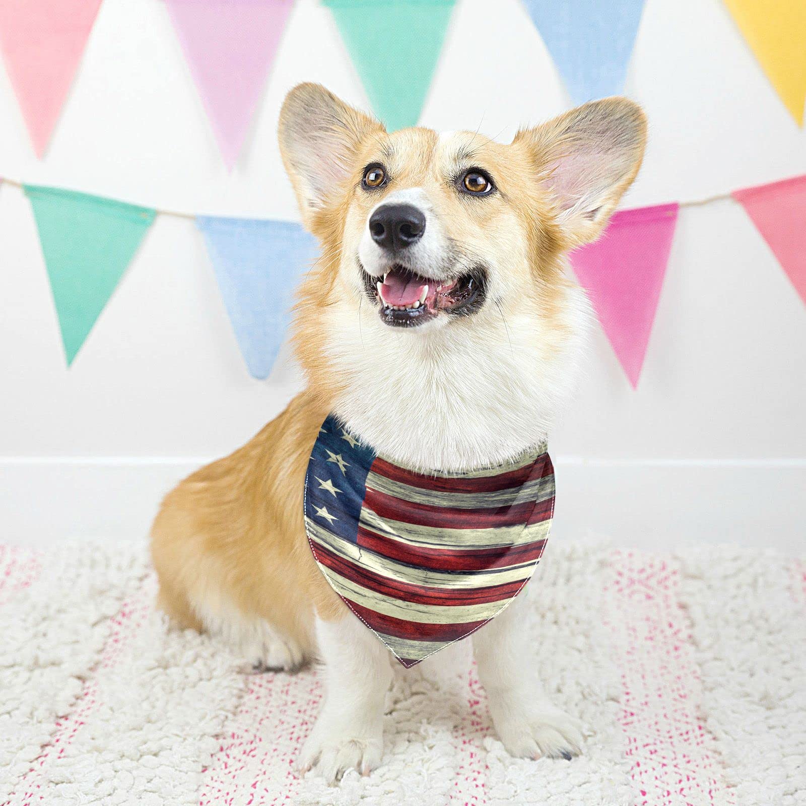Hundebandana Mit US-Flagge – Verstellbares Halstuch Für Hunde & Katzen, 4. Juli, Kostüm, Aus Weichem Polyester