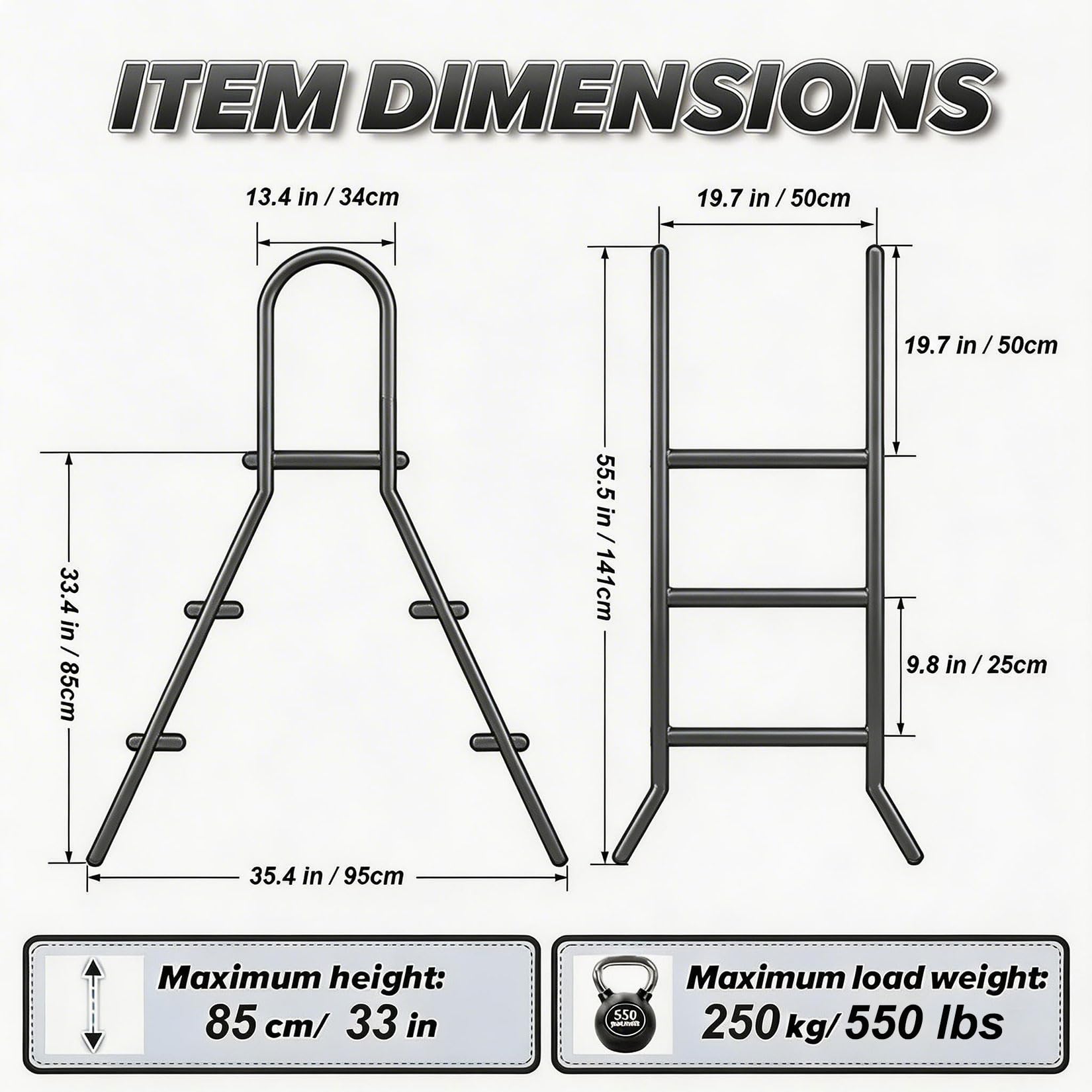 Scala per Piscina in Acciaio Inossidabile a 4+4 Gradini, Struttura a Forma di A per Piscine Fuori Terra, Gradini Antiscivolo, Scaletta per Piscina Resistente Portata 250 kg,85cm