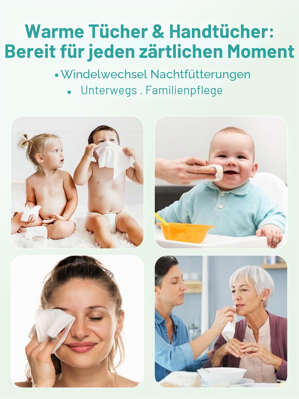 Baby Feuchttücherwärmer, größere Kapazität, Wischtuchspender, gleichmäßige Erwärmung Windel-Wischerwärmer mit Nachtlicht, Ein-/Ausschalter, Weiß