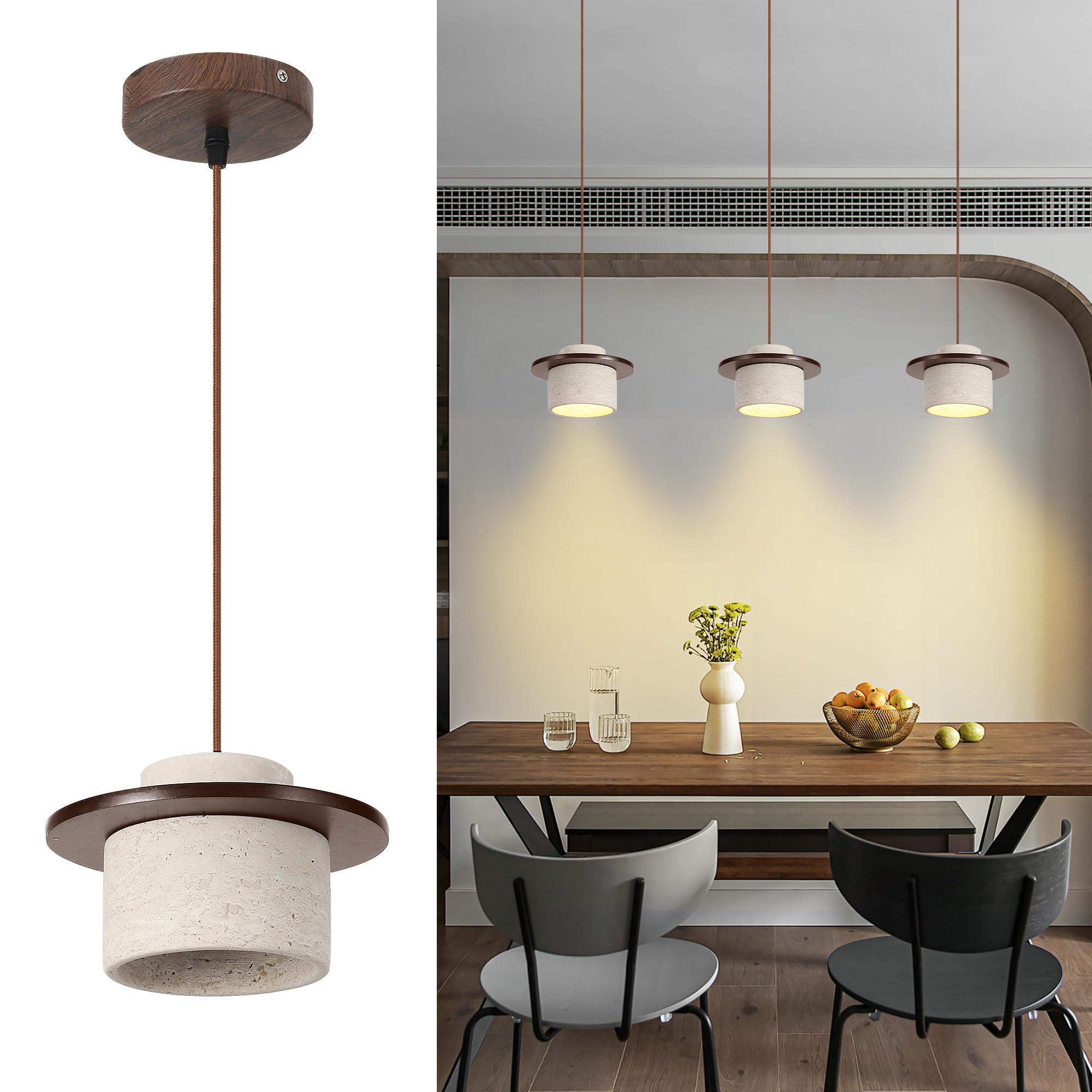 Fivemengo 3 Pack Small Wabi Sabi Pendant Light 5.1in Japandi