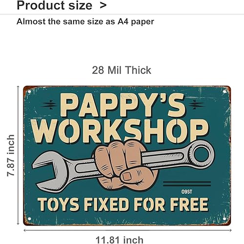 Miniatura 2 de Pappy'S Workshop Wrench Hand Funny Wall Decor Retro Metal Sign Poster for Garage Man Cave Bathroom Bedroom Farm Inspirational Popular Wall Art 8x12