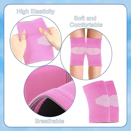 Miniatura 3 de 2 pares de rodilleras para niños, rodilleras de compresión para niños, para baloncesto, voleibol, deportes, gimnasia (negro, rosa, S)