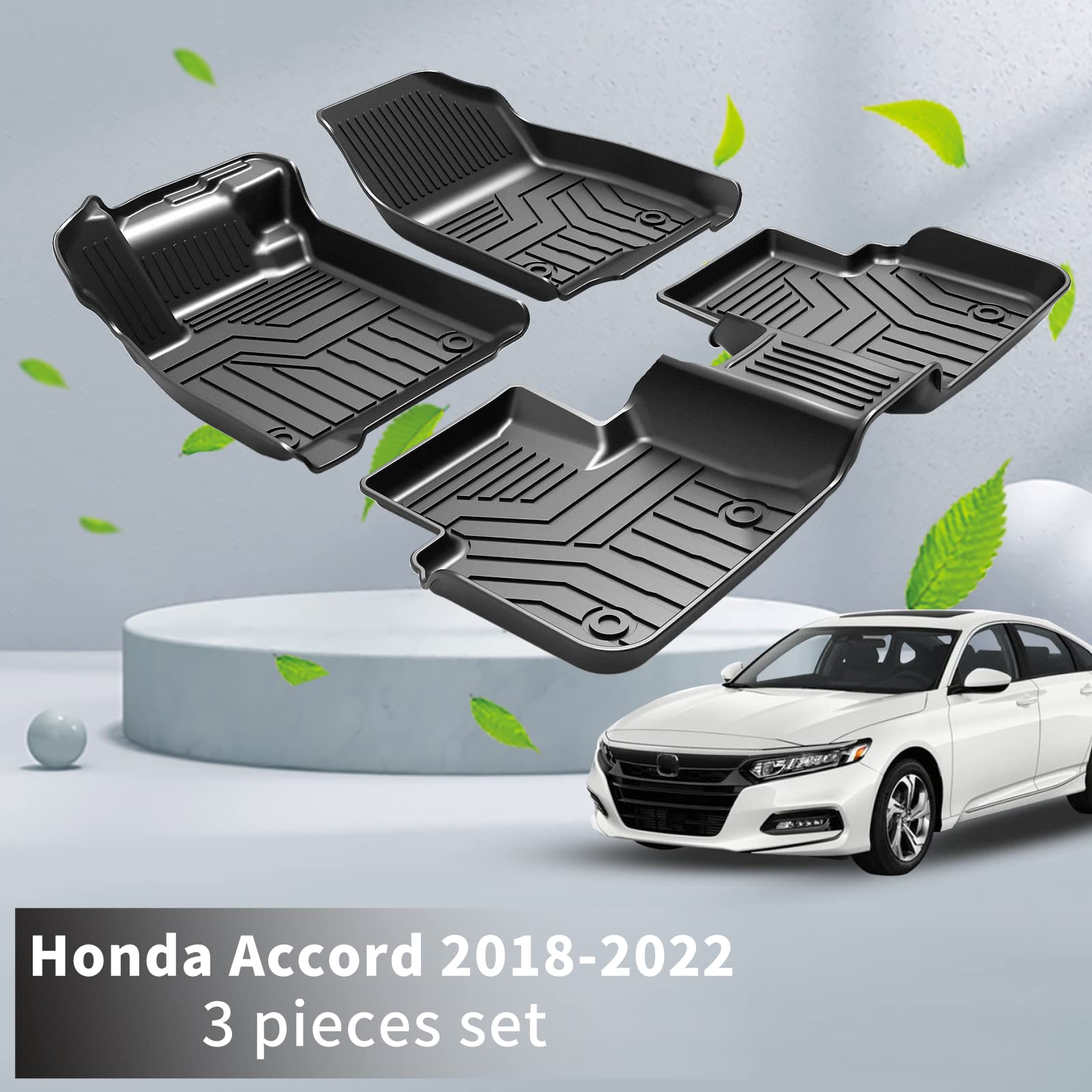 Kucok Car Floor Mat Liner Fit for Toyota Accord,TPE Floor Mats Multifunctional Black Custom Car Floor Liner Fit for Accord 2017 2018 2019 Honda,Waterproof and Anti-Damage Mats