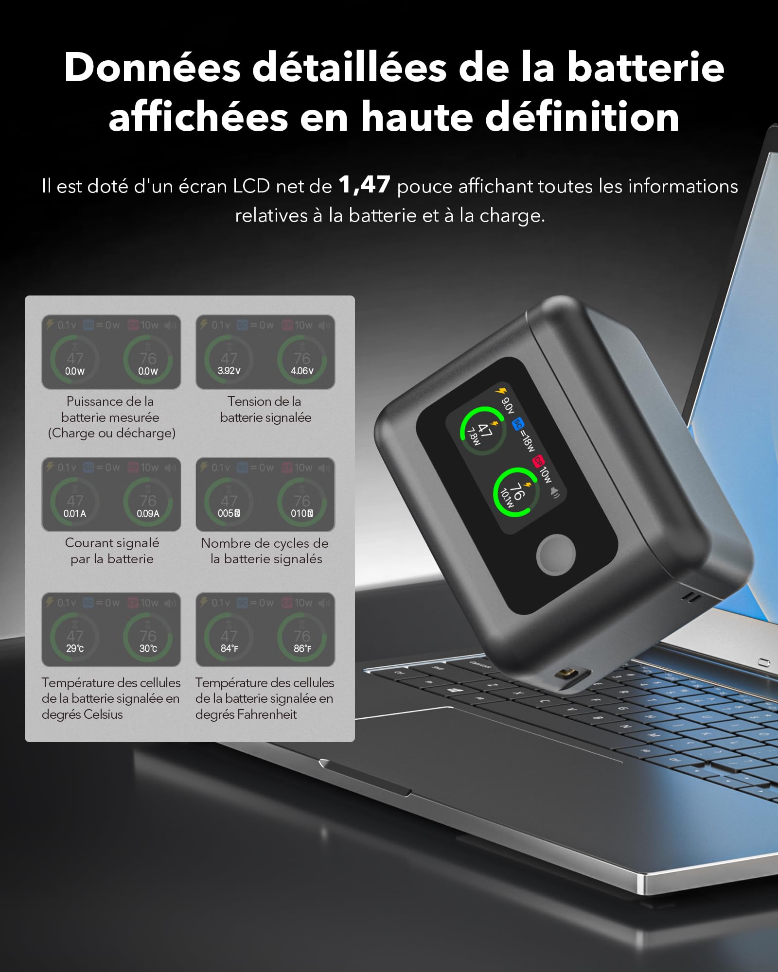 SYMIK Chargeur de Batterie pour Insta360 X4 Air, Boîtier Charge Rapide 27W | Double Slot avec Écran LCD, Hub de Charge Intelligent Bidirectionnel pour Batterie 360 X4 Air, Affiche le SOC de la Batterie
