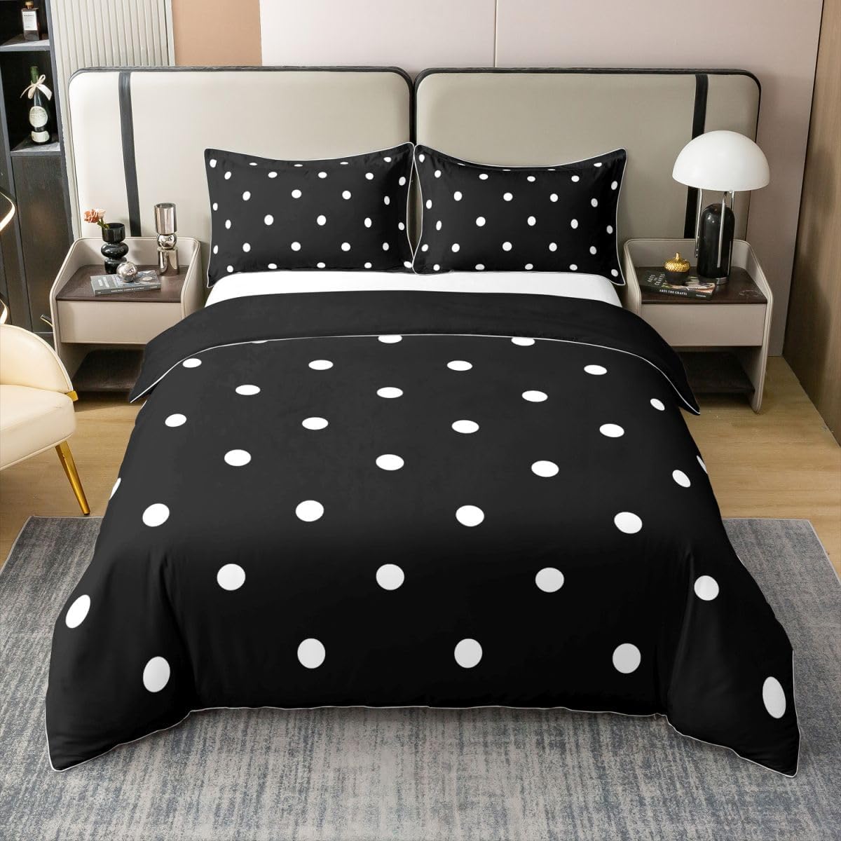 Manfei Polka Dots Cotton Duvet Cover Set Twin,Boho Watercolor Bedding Set,Modern Dot Pattern Bed Quilt,White Comforter Cover with 1 Pillowcase(No Comforter)