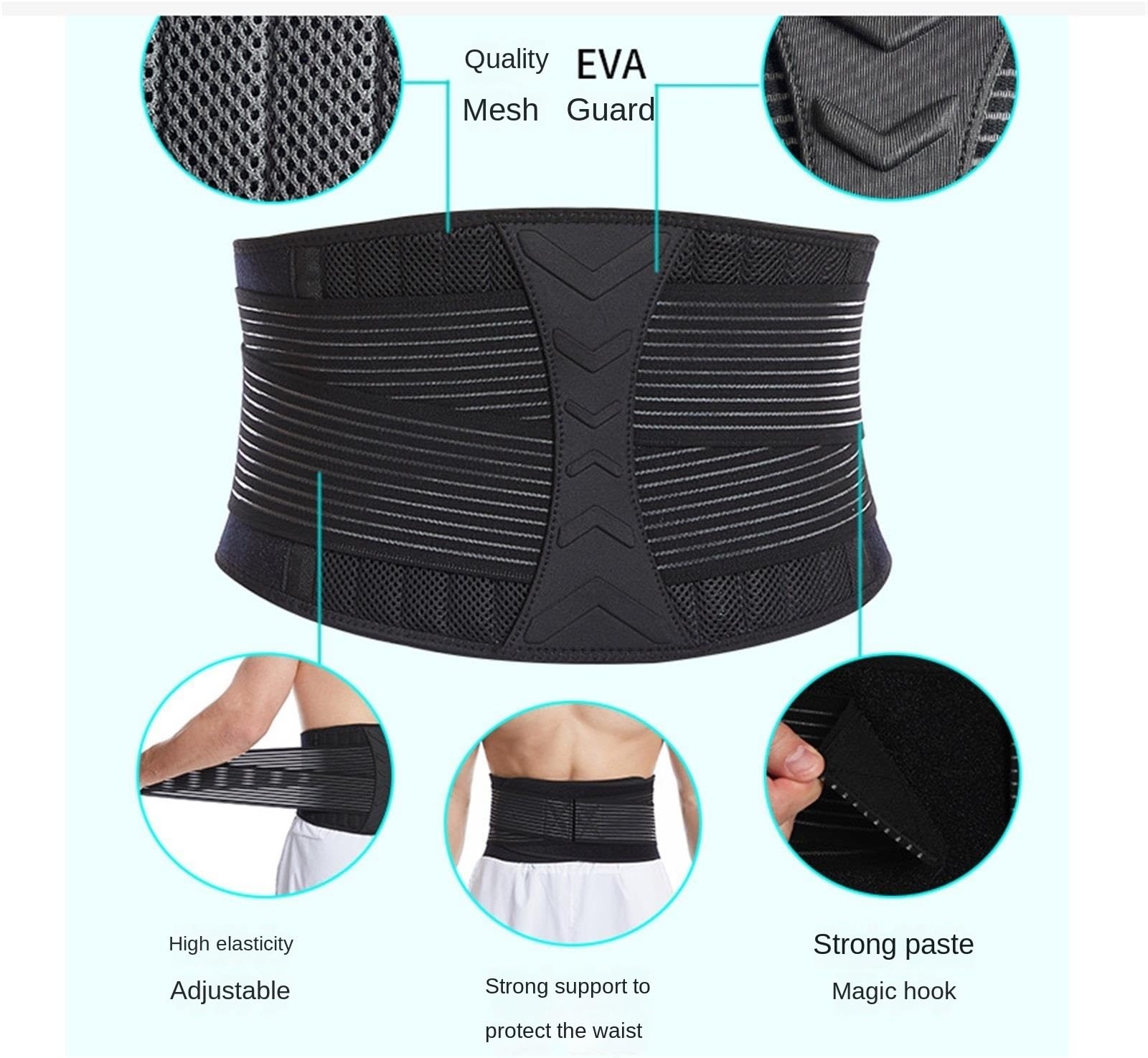 Faja Lumbar Soporte For La Espalda con Cinturón Retráctil Soporte For La Espalda Lumbar con Malla Transpirable Cinturón Apoyo Lumbar(M)