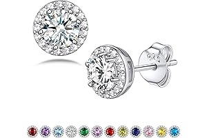 Sparkling Sterling Silver Diamond Stud Earrings: Heart/Round/Teardrop/Square