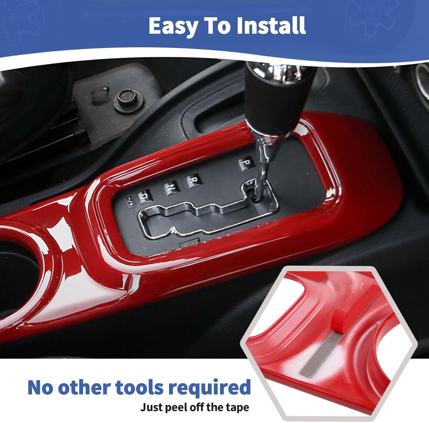 RT-TCZ for Jeep JK Center Console Gear Shift Panel Trim Cuphold Cover for Jeep Wrangler JK JKU 2011-2017 Red Interior Accessories