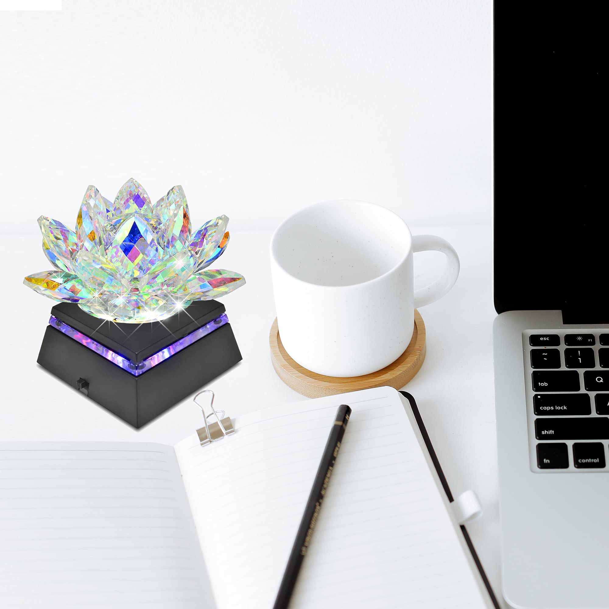 ASENTE ColorChanging LED Crystal Stand Display Base w/Mirror Top 2.5