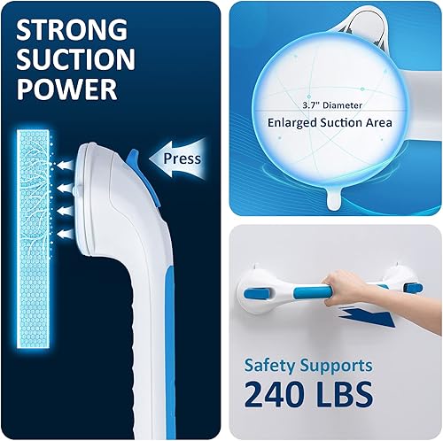 Miniatura 9 de LEVERLOC Barras de agarre para ducha para bañeras y duchas, mango de ducha de succión fácil de instalar para baño, agarre de seguridad extraíble