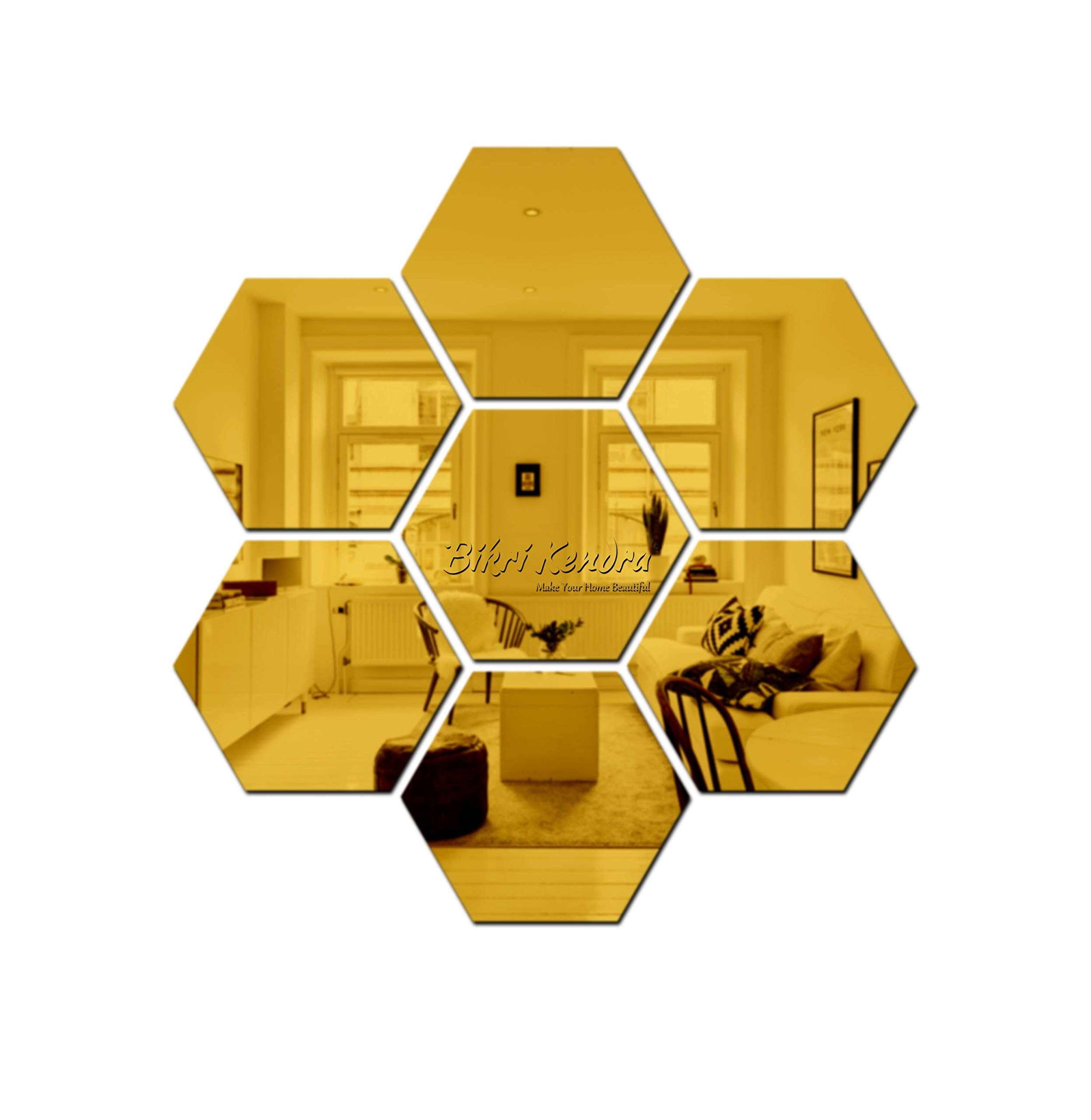 Bikri Kendra - Hexagon 7 Golden Decorative Mirror Stickers for Wall, Acrylic Wall Decor Sticker, Hexagonal Mirror Wall Sticker, Wall Mirror Stickers, Wall Stickers for Hall Room, Bed Room, Kitchen (B08S41L65D) Amazon Price History, Amazon Price Tracker