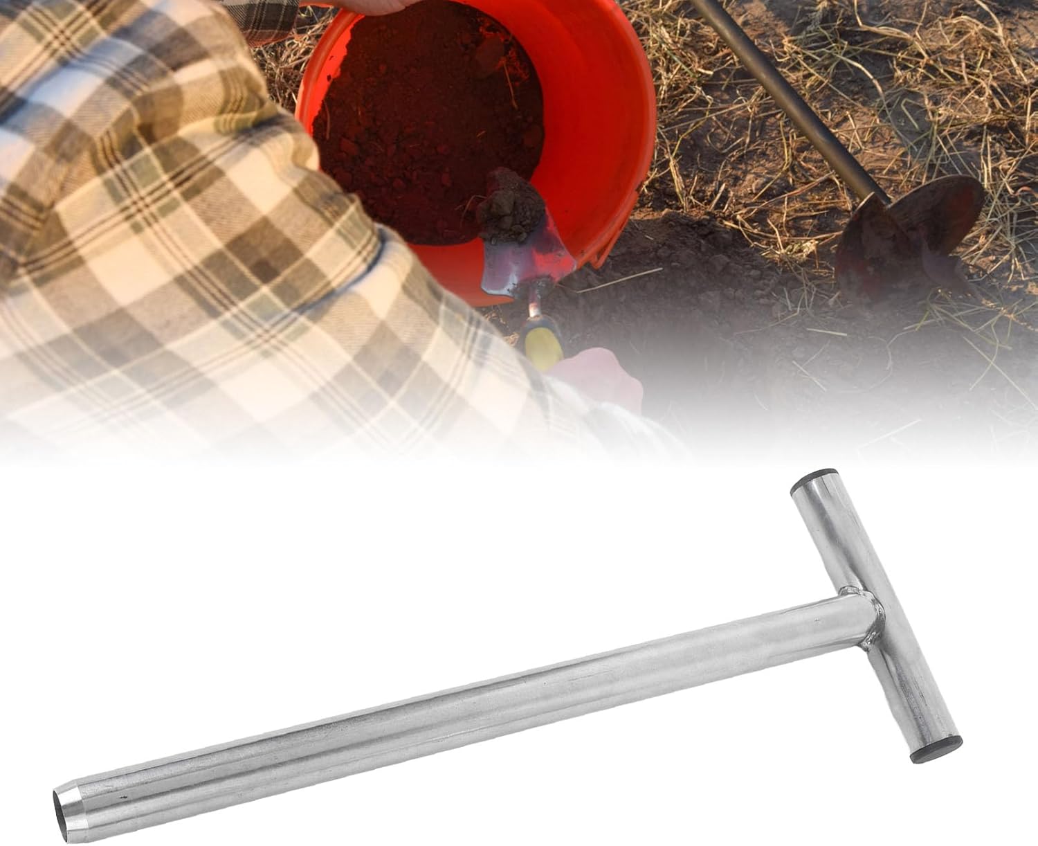 Soil Sample Probes, Soil Sampler with 2 Sampling Bags Stainless Steel T Handle Soil Probe for Soil Sampling Plant Care Lawn Garden Farm