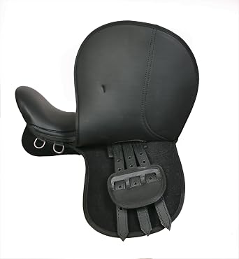 Synthetic Leather General Purpose Horse Saddle Deep Cushioned 16 Inch Seat Lightweight Black