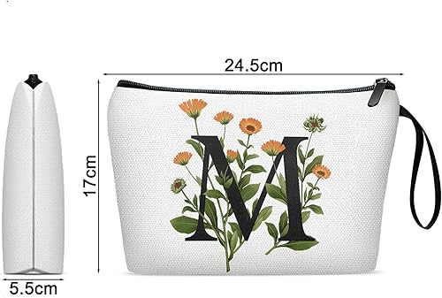 Miniatura 2 de Bolsas con letras iniciales de flores para mujer, bolsa de maquillaje con inicial, bolsa de cosméticos con inicial, bolsa de maquillaje